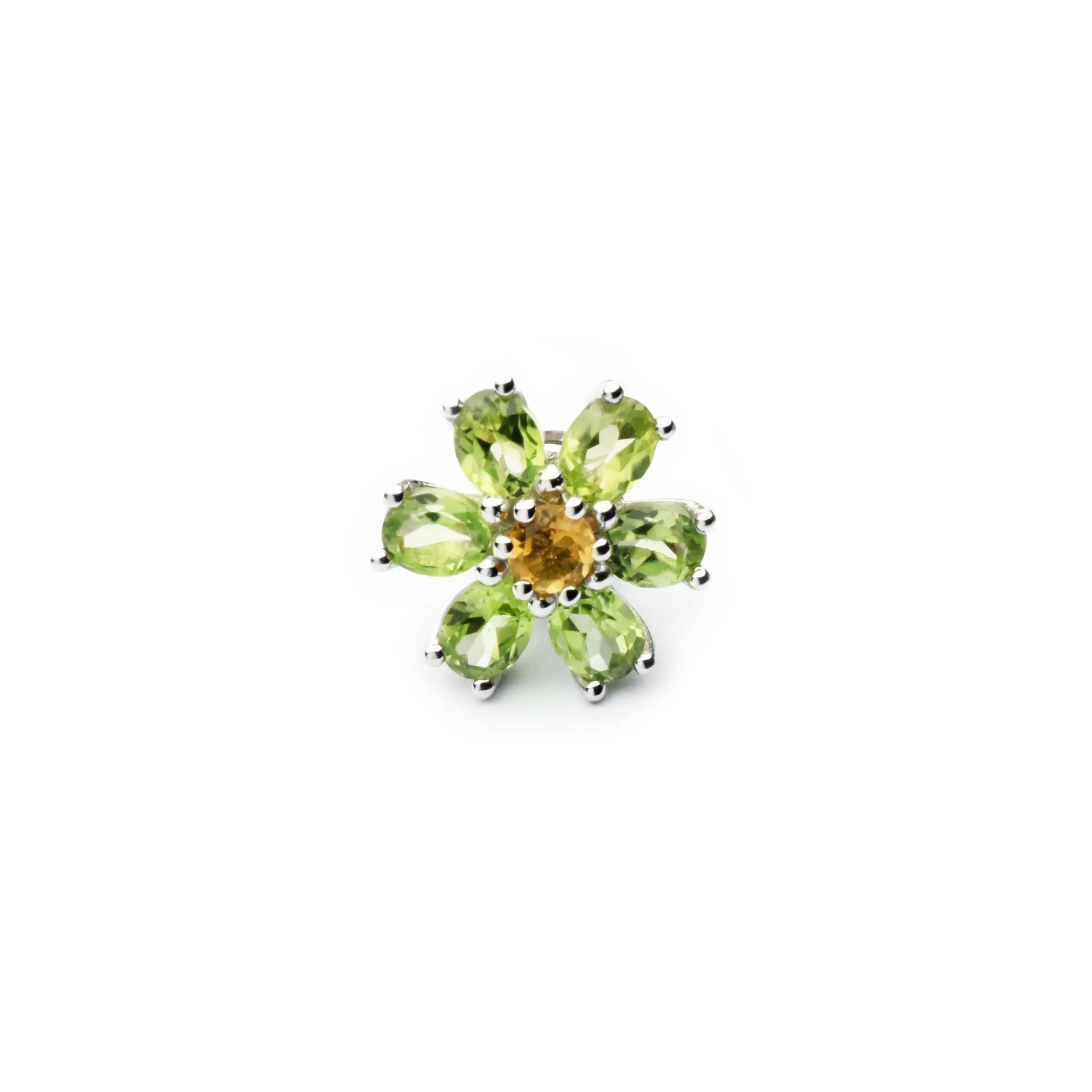 Charlotte Kopf KRISTALL BLÜTE Sterlingsilber mit Citrin und Peridot