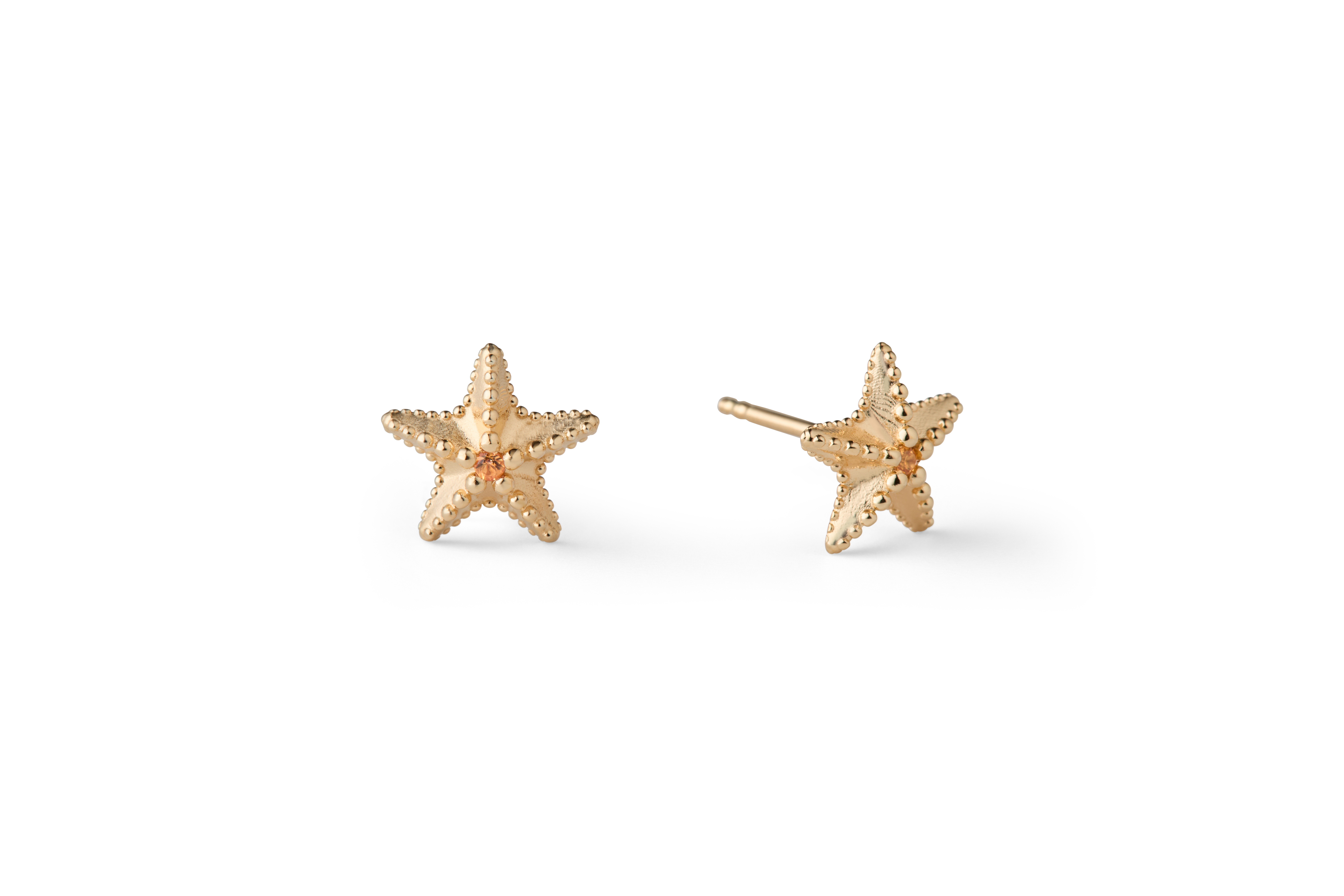 Ohrstecker STARFISH Sterlingsilber Gelbgold 585/- vergoldet mit Safir