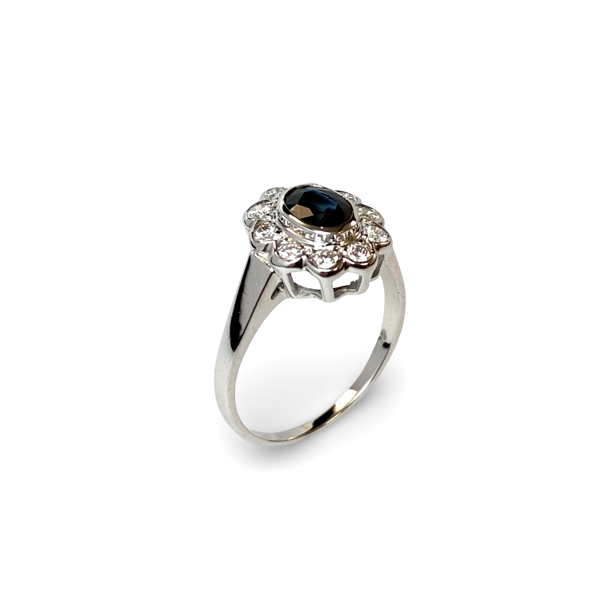 Brillant Saphir Ring - Weißgold 585 - RW 54 - Privatbesitz