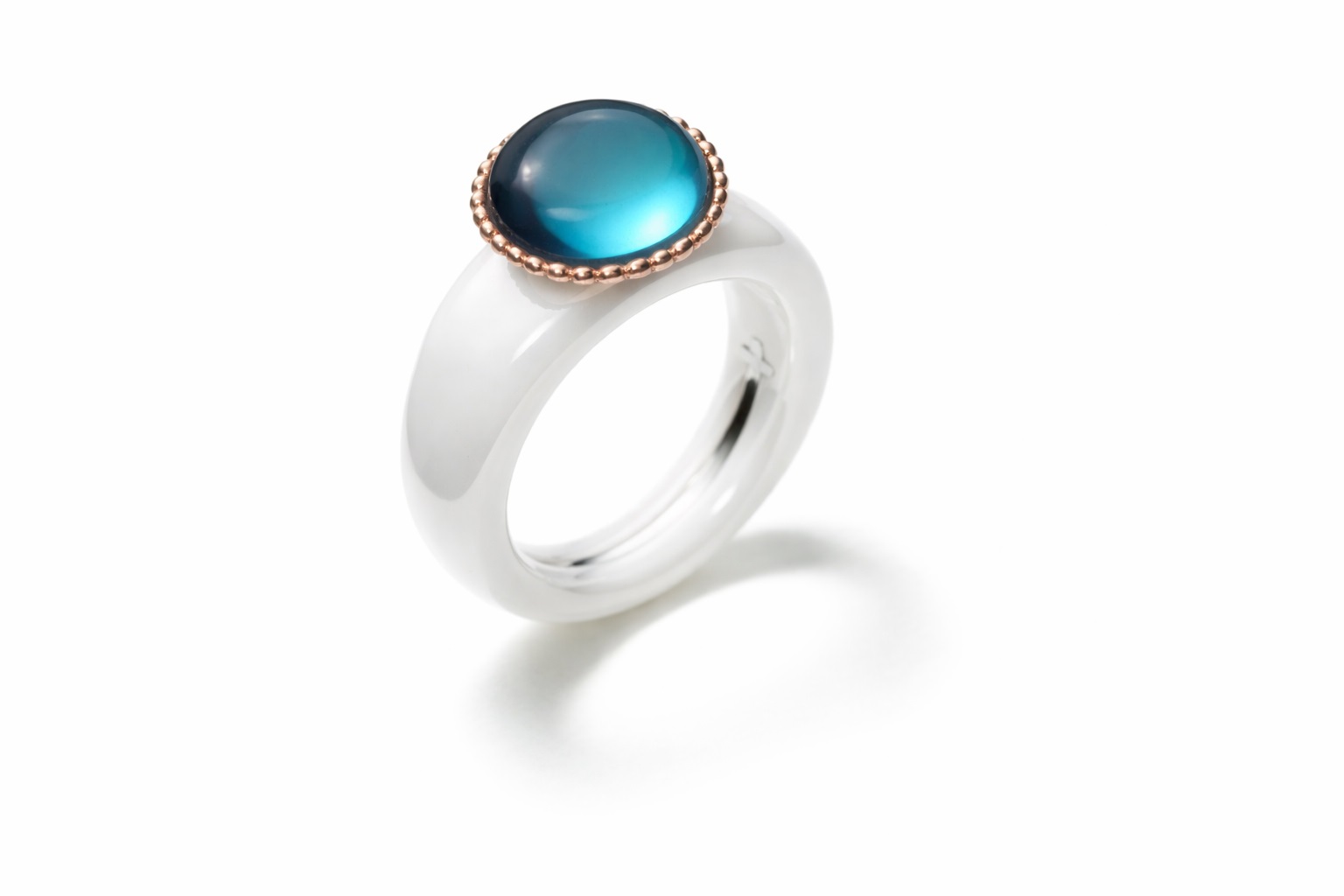 Charlotte Kopf KUGELKREIS Rotgold 750/- mit blauen Topas