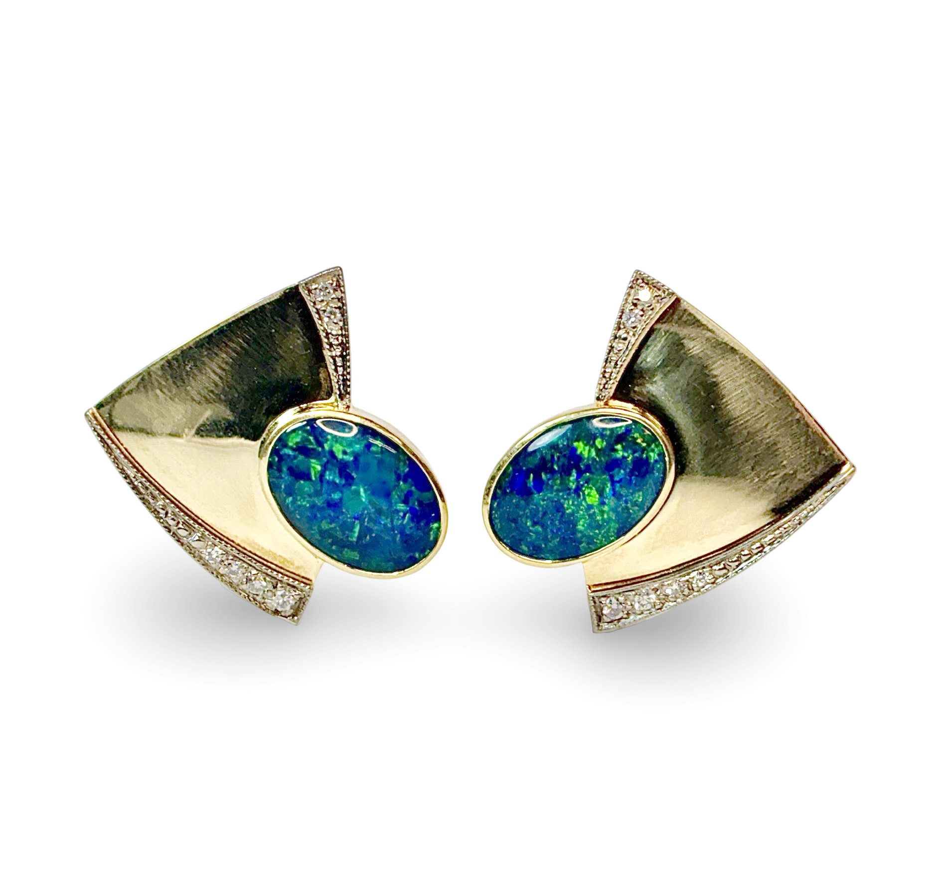 Brillant Opaldublette Ohrstecker - Gold 585 - Privatbesitz