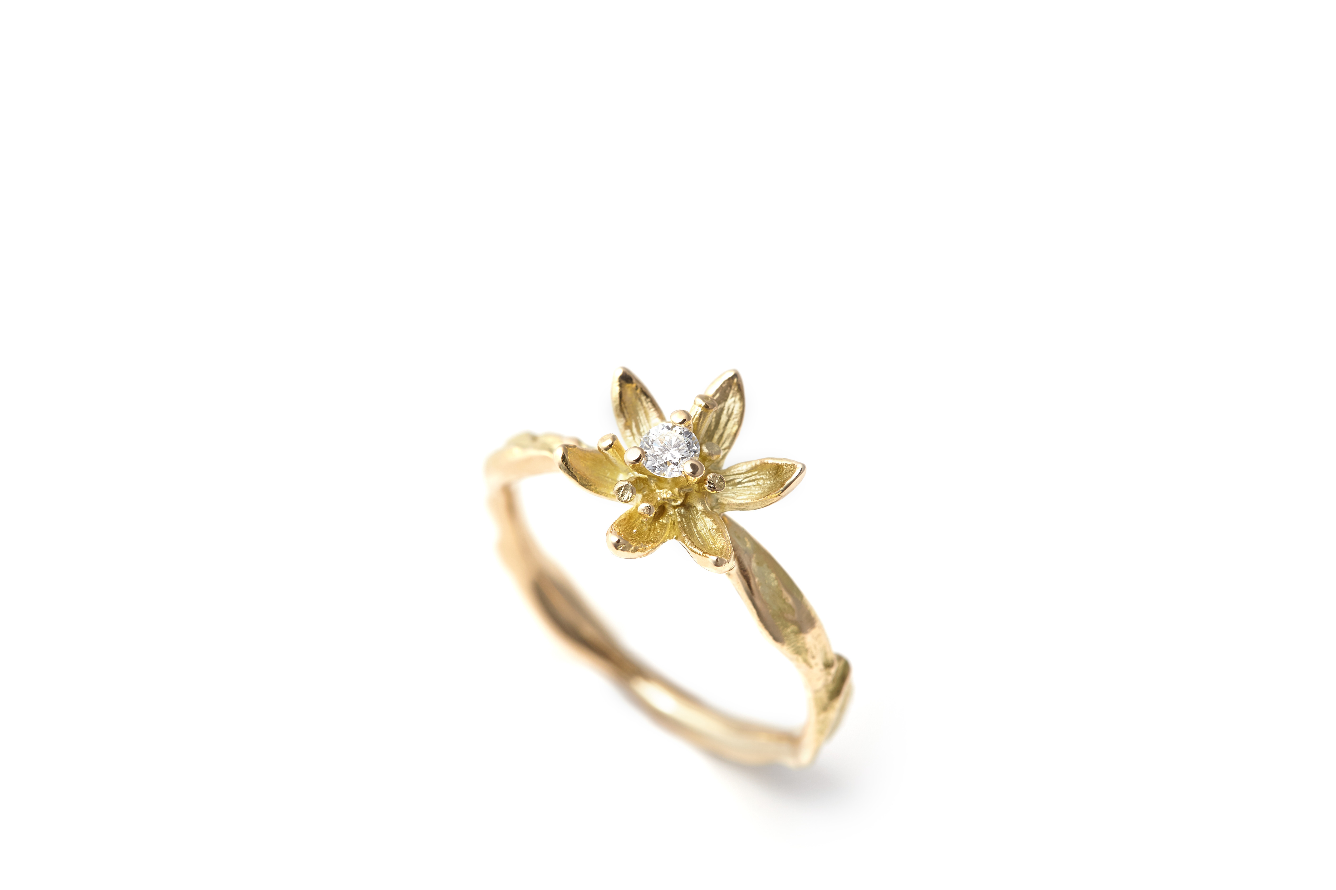 Ring DIAMANTBLÜTE Lilie Gelbgold 750/- mit Brillant