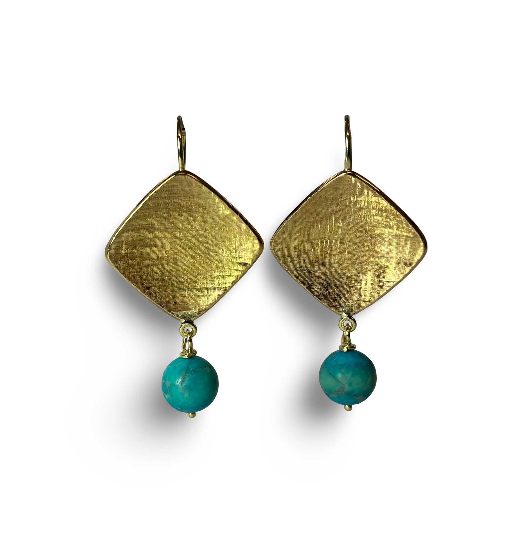 Howlith (beh.) Ohrhänger - Gold 750 - Maße ca. 50 x 27mm - Privatbesitz
